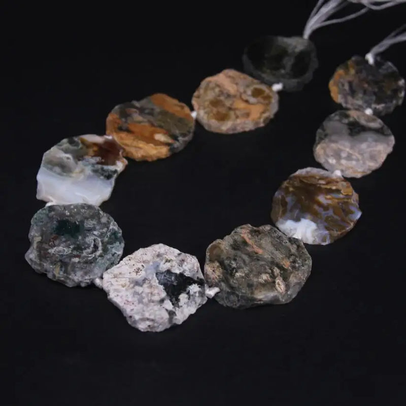Raw Ocean Agates Slab Slice Beads 9-10PCS/strand