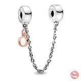 Europe Pendant Star Moon Safety Chain Clip Beads Bracelet Women Charms Gift