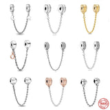 Europe Pendant Star Moon Safety Chain Clip Beads Bracelet Women Charms Gift