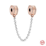 Europe Pendant Star Moon Safety Chain Clip Beads Bracelet Women Charms Gift