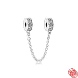 Europe Pendant Star Moon Safety Chain Clip Beads Bracelet Women Charms Gift