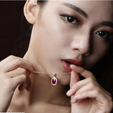 Oval Red Tourmaline Colored Gemstone Pendant Necklace