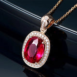 Oval Red Tourmaline Colored Gemstone Pendant Necklace