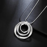 925 Disc Pendant Necklace Clavicle Chain Wedding Jewelry
