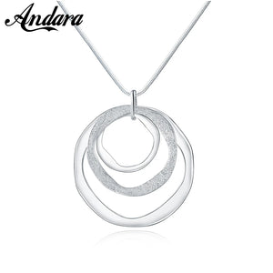 925 Disc Pendant Necklace Clavicle Chain Wedding Jewelry