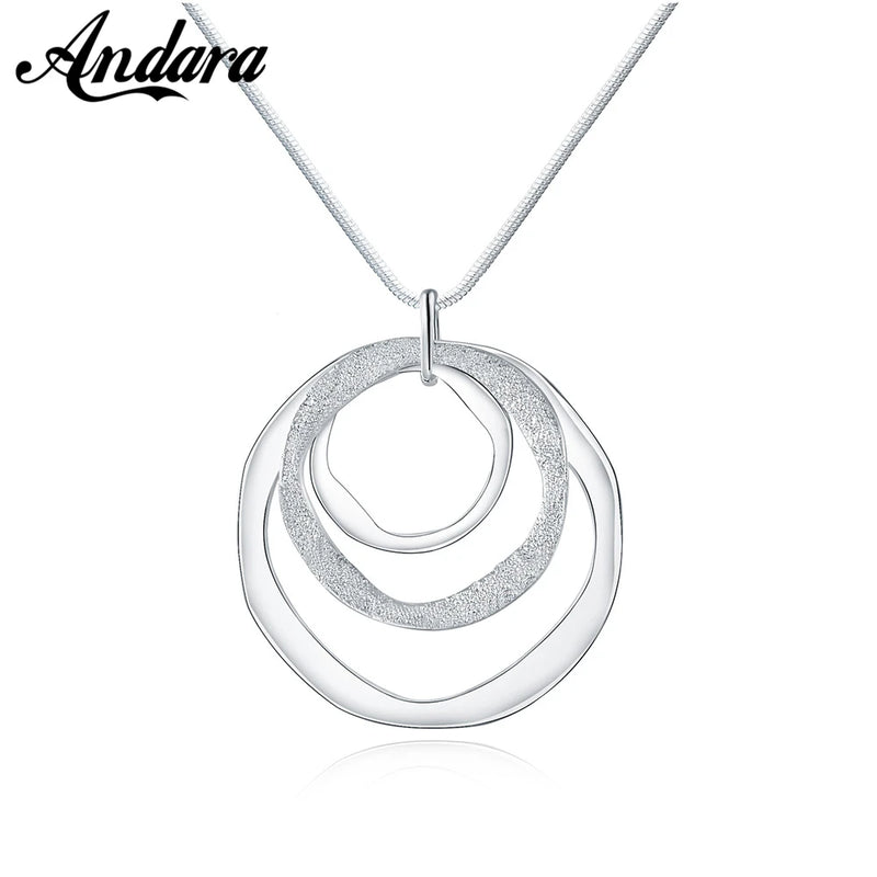 925 Disc Pendant Necklace Clavicle Chain Wedding Jewelry
