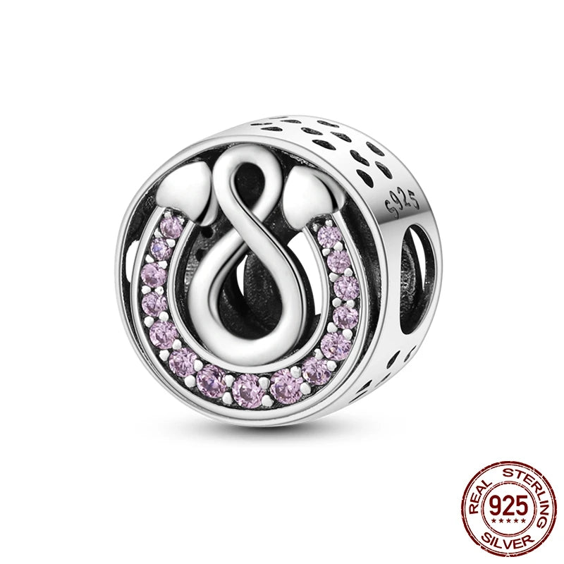 925 Silver Horseshoe Infinity Charms for Bracelet Necklace DIY Bead