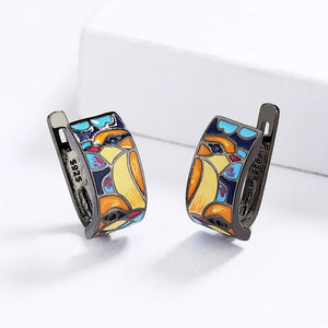 925 Silver Earrings Spinel Enamel Bird Fine Jewelry