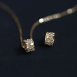 925 Silver 14K Round Zircon Necklace Pendant Charms Beads