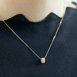 925 Silver 14K Round Zircon Necklace Pendant Charms Beads