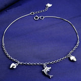 925 Silver Anklet with Dolphin Heart Pendant