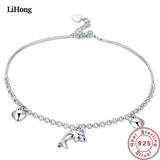 925 Silver Anklet with Dolphin Heart Pendant