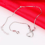 925 Silver Anklet Heart Pendant 100% Sterling Silver Anklet
