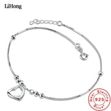 925 Silver Anklet Heart Pendant 100% Sterling Silver Anklet