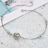 925 Silver Anklet Woman Lucky Ball Bead 100%925 Sterling Silver Anklet
