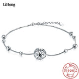 925 Silver Anklet Woman Lucky Ball Bead 100%925 Sterling Silver Anklet