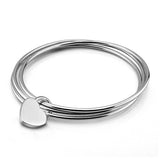 925 Silver Bangle Heart Pendant Circle Bracelet Charm Jewelry