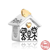 925 Silver Bead Star Cup House Family Infinite Hearts Charms Bracelet
