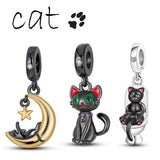 925 Silver Cat Dangle Charm Beads for Bracelets