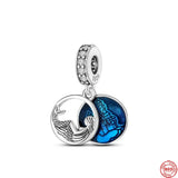 925 Silver Doll Cartoon Pop Charm Beads Bracelet Jewelry Mermaid Pendant