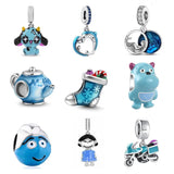 925 Silver Doll Cartoon Pop Charm Beads Bracelet Jewelry Mermaid Pendant