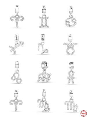 925 Silver Zodiac Bracelet Charm DIY Gift