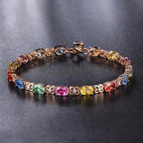 925 Silver Bracelet Colored Gemstone Rose And Silver Bracelet