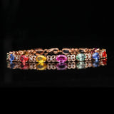 925 Silver Bracelet Colored Gemstone Rose And Silver Bracelet