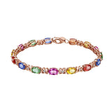 925 Silver Bracelet Colored Gemstone Rose And Silver Bracelet