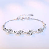 925 Silver Bracelet Zircon Crystal Peach Blossom Flower Bracelet