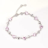 925 Silver Bracelet Zircon Heart-Shaped Sweet Silver Bracelet For Woman