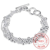 925 Silver Bracelet for Women with Tassels Beads Gift