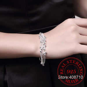 925 Silver Bracelet for Women with Tassels Beads Gift
