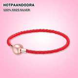 925 Silver Button Woven Leather Bracelets Fit Panpan Charm Bead Style Bracelet