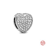 925 Silver Charm Beads Fit Bracelet Heart Leaf Buckle Clip Women Pendant