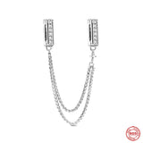 925 Silver Charm Beads Fit Bracelet Heart Leaf Buckle Clip Women Pendant