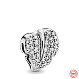 925 Silver Charm Beads Fit Bracelet Heart Leaf Buckle Clip Women Pendant