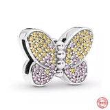 925 Silver Charm Beads Fit Bracelet Heart Leaf Buckle Clip Women Pendant