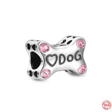 925 Silver Charm Dog Paw Print Bead Pendant Bracelet Women Jewelry Gift