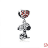 925 Silver Charm Dog Paw Print Bead Pendant Bracelet Women Jewelry Gift