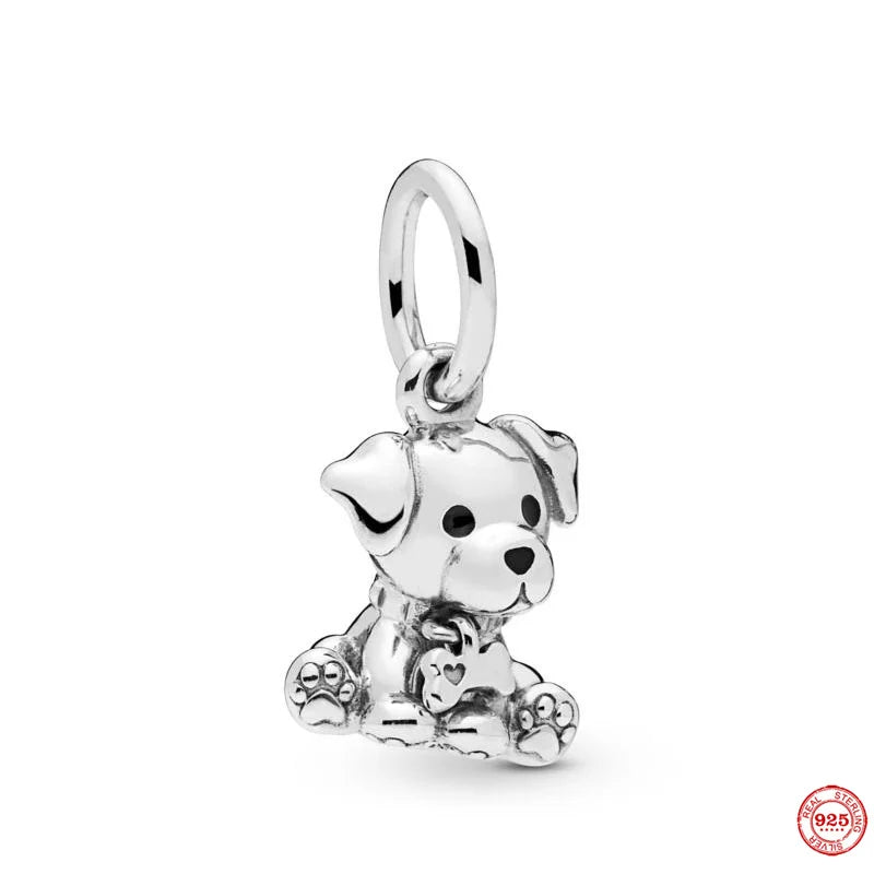 925 Silver Charm Dog Paw Print Bead Pendant Bracelet Women Jewelry Gift
