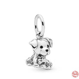 925 Silver Charm Dog Paw Print Bead Pendant Bracelet Women Jewelry Gift