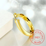 925 Silver Circle Creole Earrings 34mm Round Hoop Earring For Women