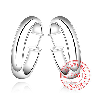 925 Silver Circle Creole Earrings 34mm Round Hoop Earring For Women