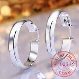 925 Silver Circle Creole Earrings 34mm Round Hoop Earring For Women