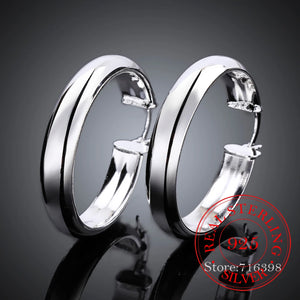 925 Silver Circle Creole Earrings 34mm Round Hoop Earring For Women