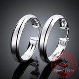 925 Silver Circle Creole Earrings 34mm Round Hoop Earring For Women