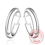 925 Silver Circle Creole Earrings 34mm Round Hoop Earring For Women