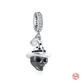 925 Silver Halloween Skull Charms Red Love Bead Bracelet Jewelry