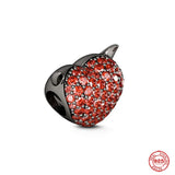 925 Silver Halloween Skull Charms Red Love Bead Bracelet Jewelry